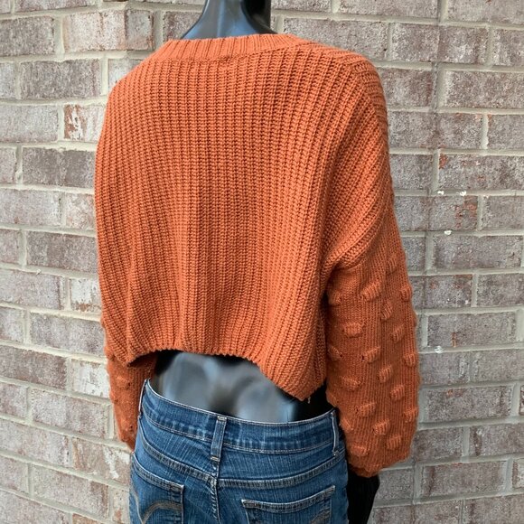 Vestique Cropped Crewneck Knit Long Sleeve Sweater Sz L - Picture 4 of 13